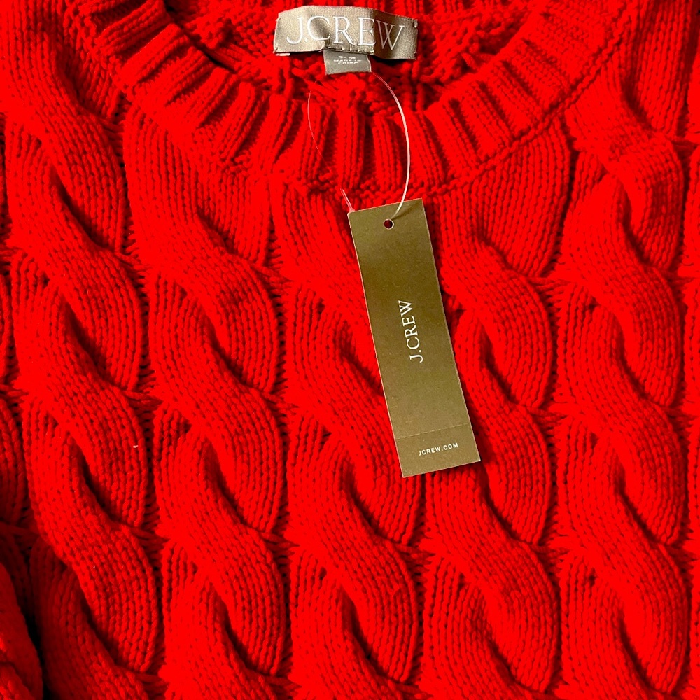 J Crew Red Cable Knit Sweater